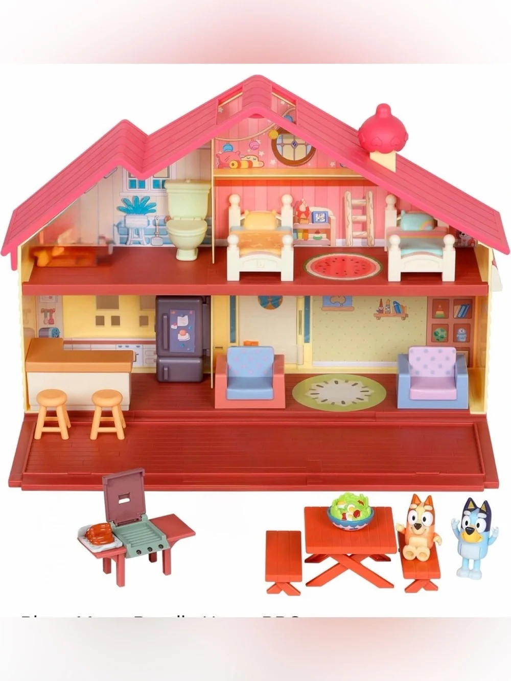 the Bluey Toy House Mega Bundle, Family Home & BBQ Playhouse by Moose Toys.